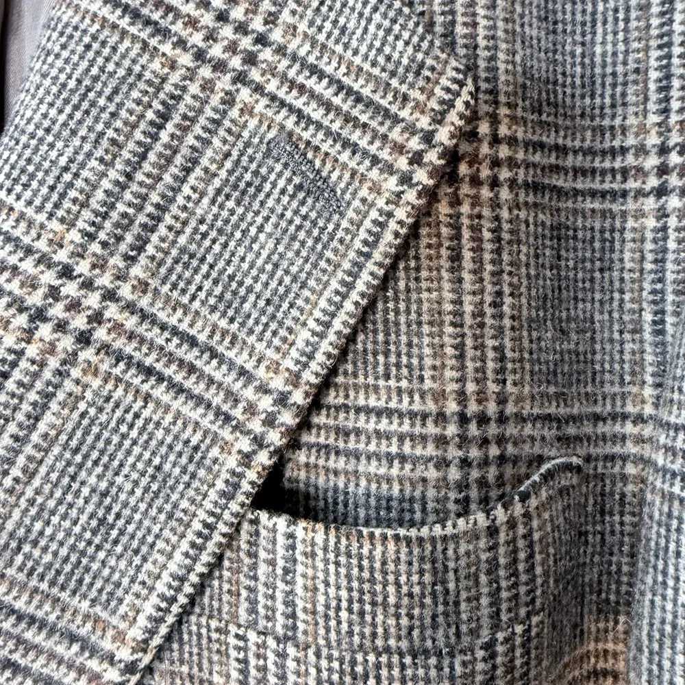 Jos A Bank Camel Hair Soft Tweed Blazer Men's 46L Gordon‎ Check Plaid Two Button